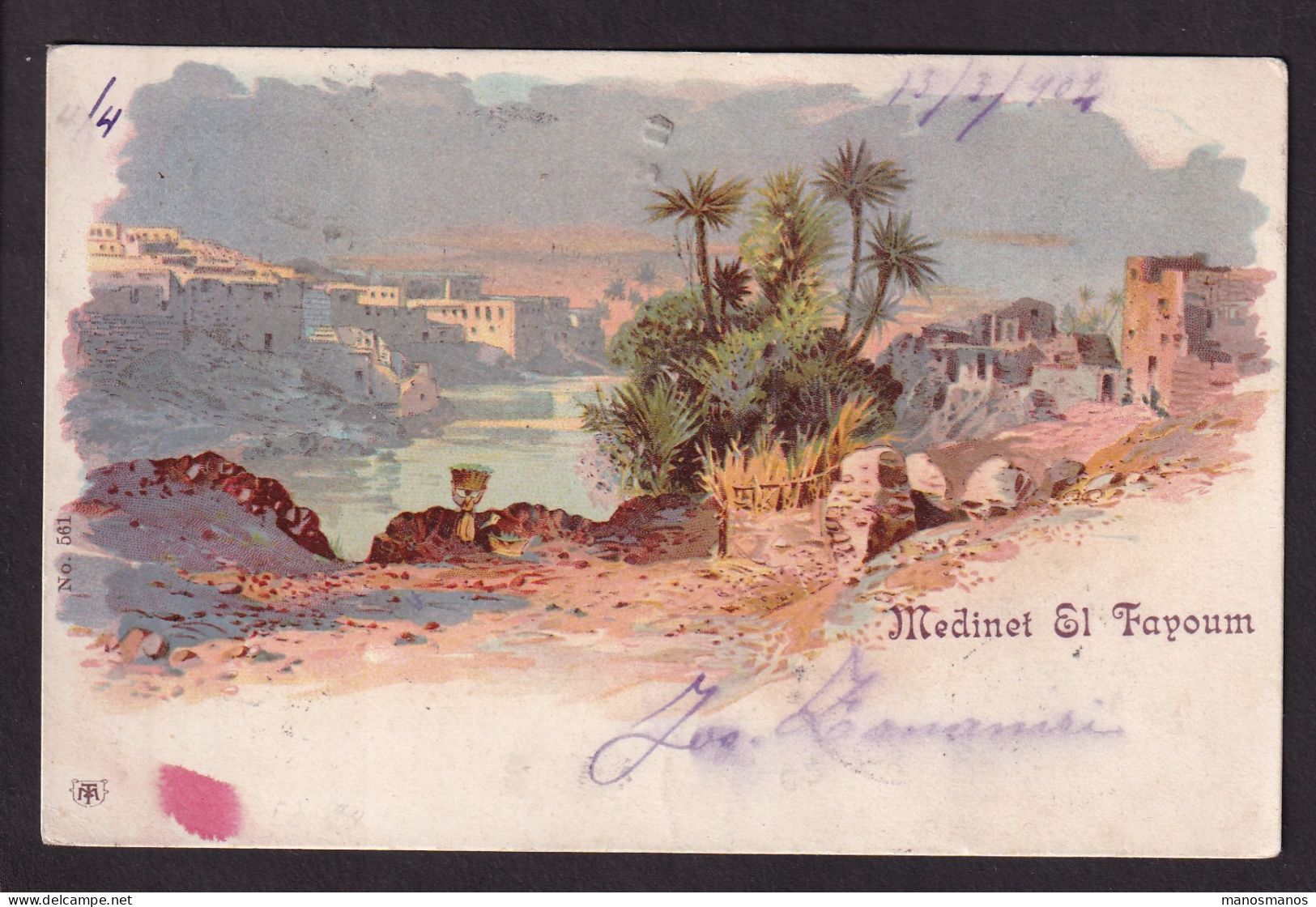 377/31 -- EGYPT ABOUXA-WASTA TPO - Viewcard Cancelled 1902 To Belgium - 1866-1914 Khedivate Of Egypt