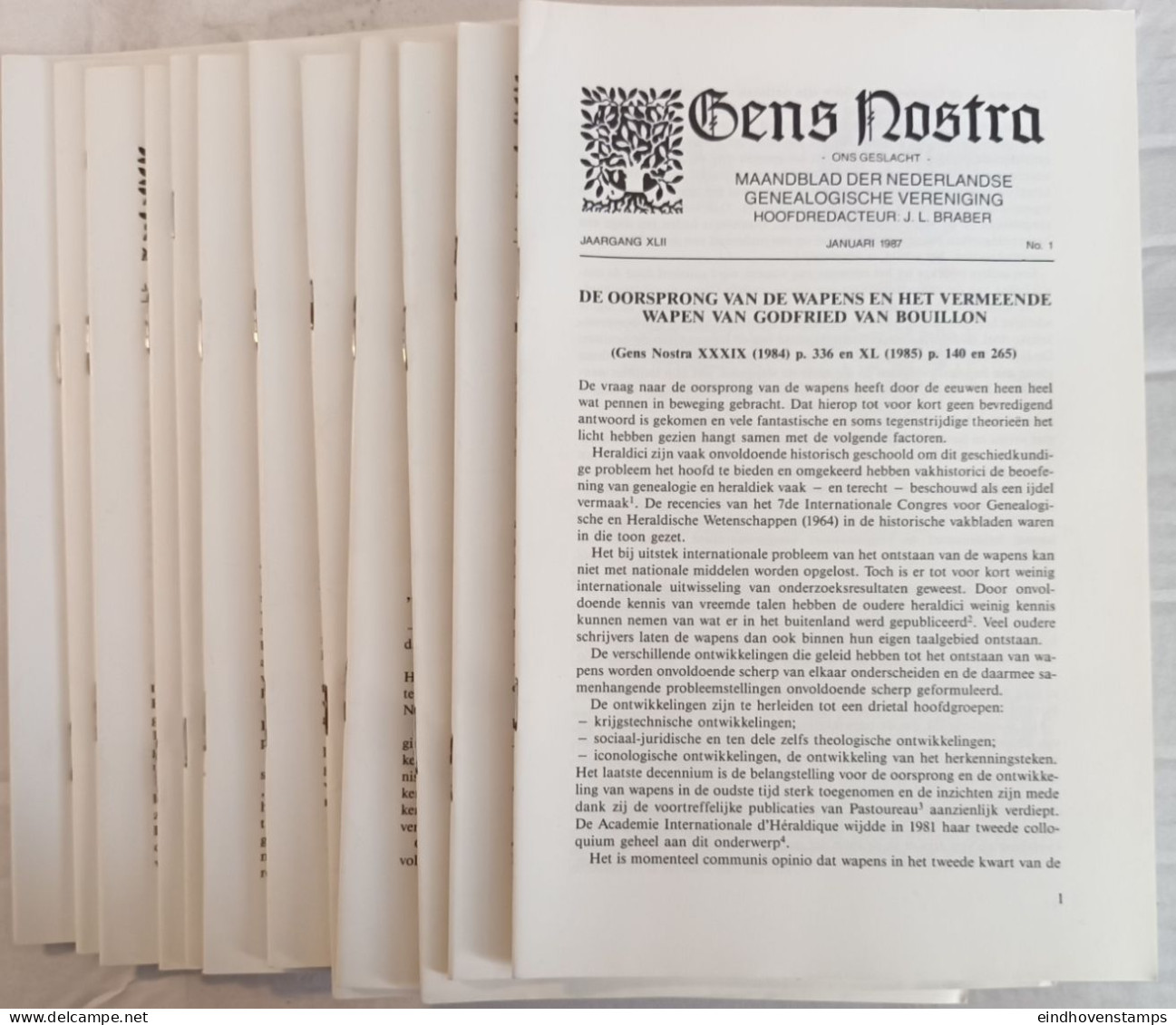 Gens Nostra 1987,Genealogische Vereniging, Jaargang 1987 Compl, Jaargang 42, 544 Pag, - Otros & Sin Clasificación