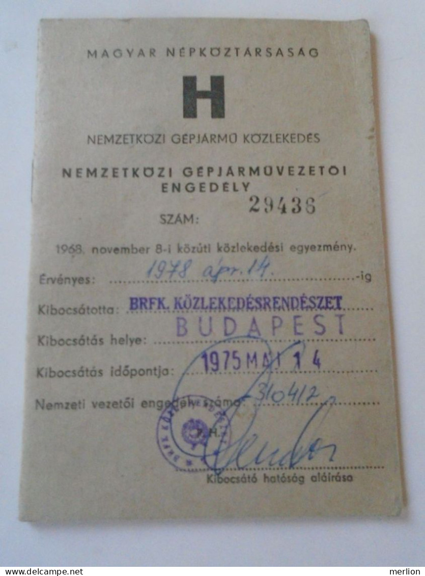 D203064     Hungary  -  International Driving Permit -  1975  Budapest - Documents Historiques