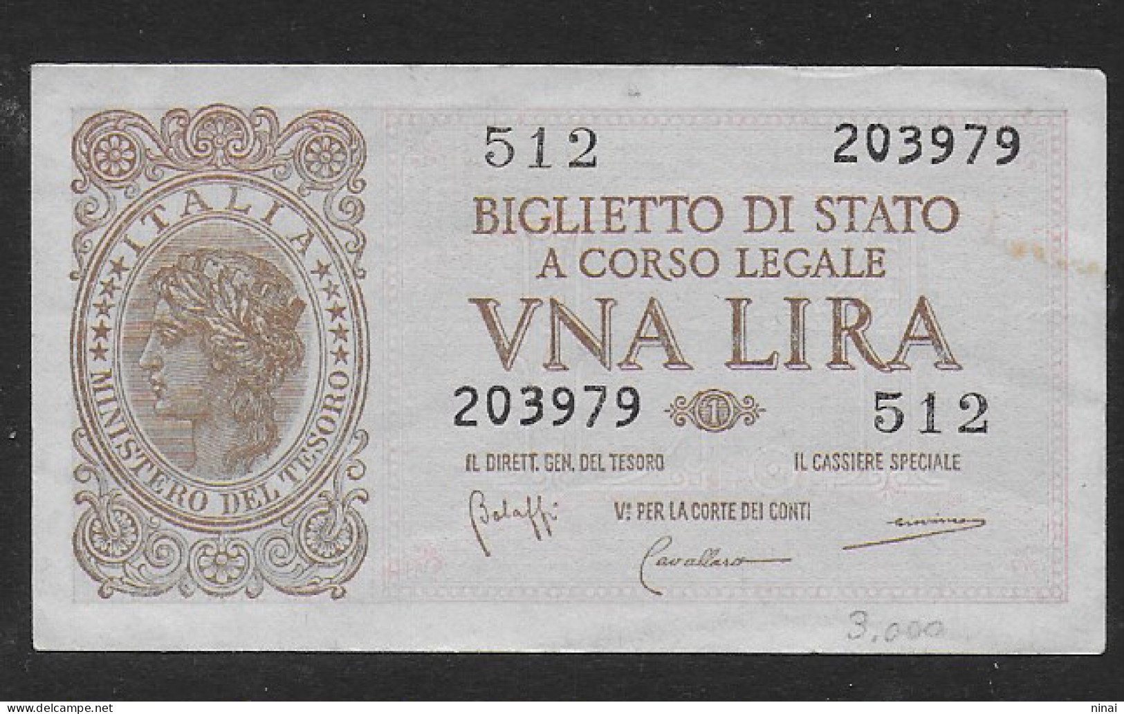 BANCONOTA LUOGOTENENZA 1944 QUASI FIOR DI STAMPA C1497A - Italia – 1 Lira