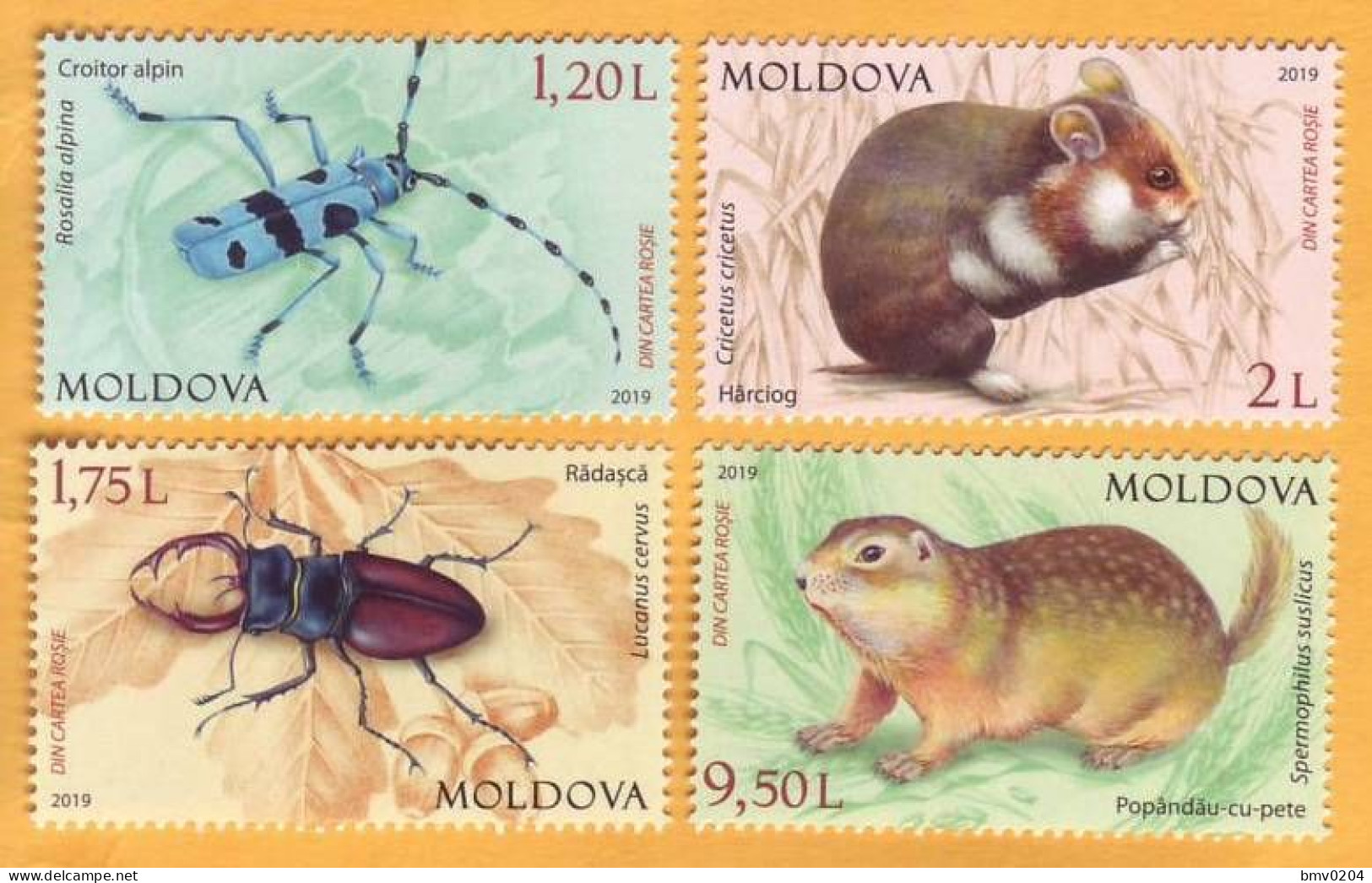2019 Moldova Red Book  Rosalia Longicorn, Lucanus Cervus, Cricetus Cricetus, Spermophilus Suslicus, 1 Set 4 Stamps Mint - Moldawien (Moldau)
