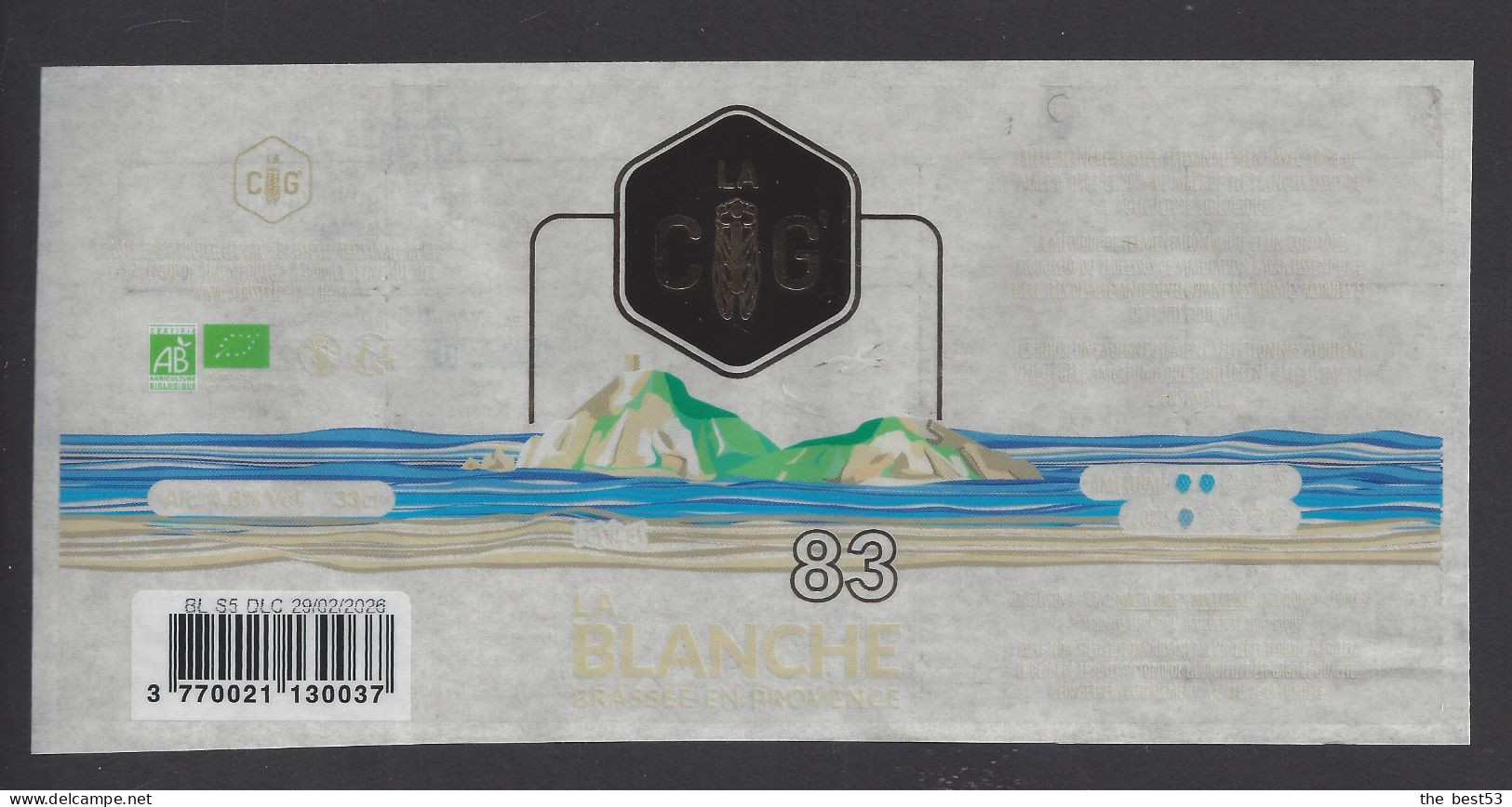 Etiquette De Bière Blanche   -   Brasserie  La CIG'  à  La Seyne Sur Mer  (83) - Bière