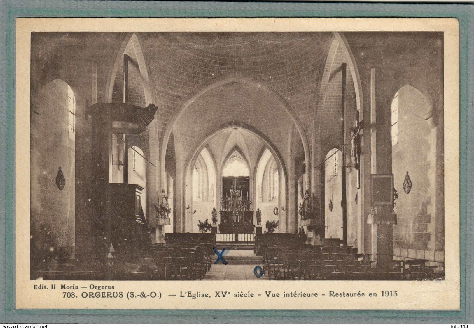 CPA (78) ORGERUS - Vue Rare De L'intérieur De L'Eglise Dans Les Années 30 - Autres & Non Classés