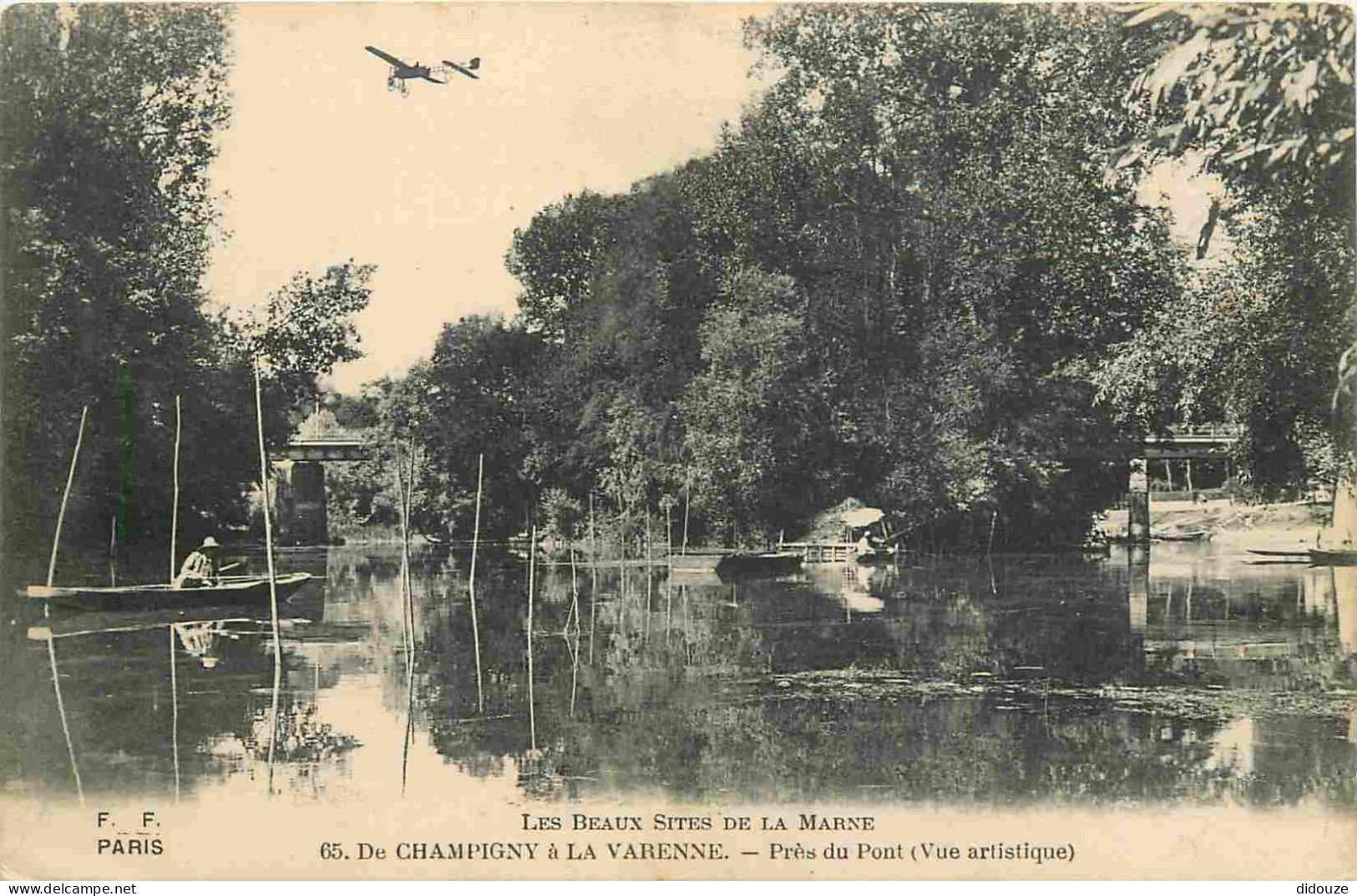 94 - Champigny Sur Marne - De Champigny à La Varenne - Près Du Pont - Animée - Avions - Correspondance - CPA - Voir Scan - Champigny Sur Marne