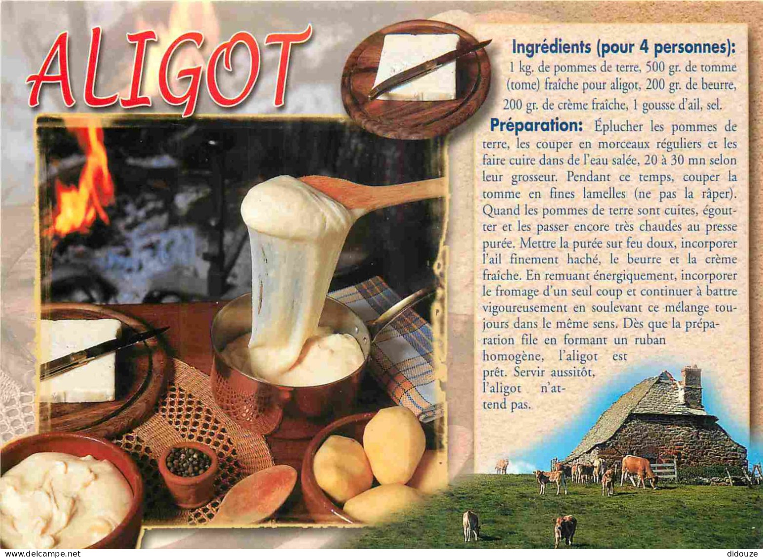 Recettes De Cuisine - Aligot - Gastronomie - CPM - Carte Neuve - Voir Scans Recto-Verso - Recettes (cuisine)