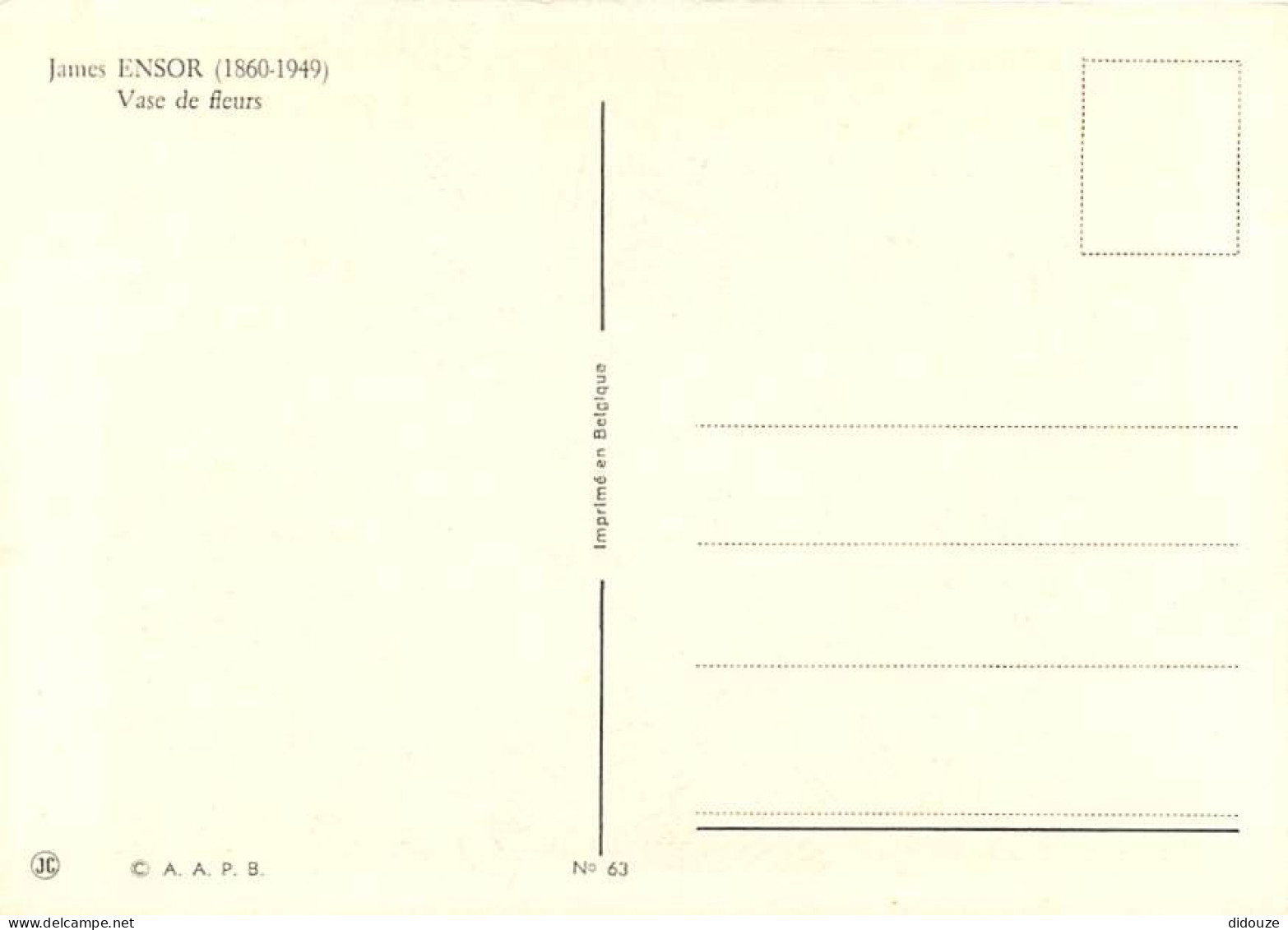 Art - Peinture - James Ensor - Vase De Fleurs - CPM - Carte Neuve - Voir Scans Recto-Verso - Paintings