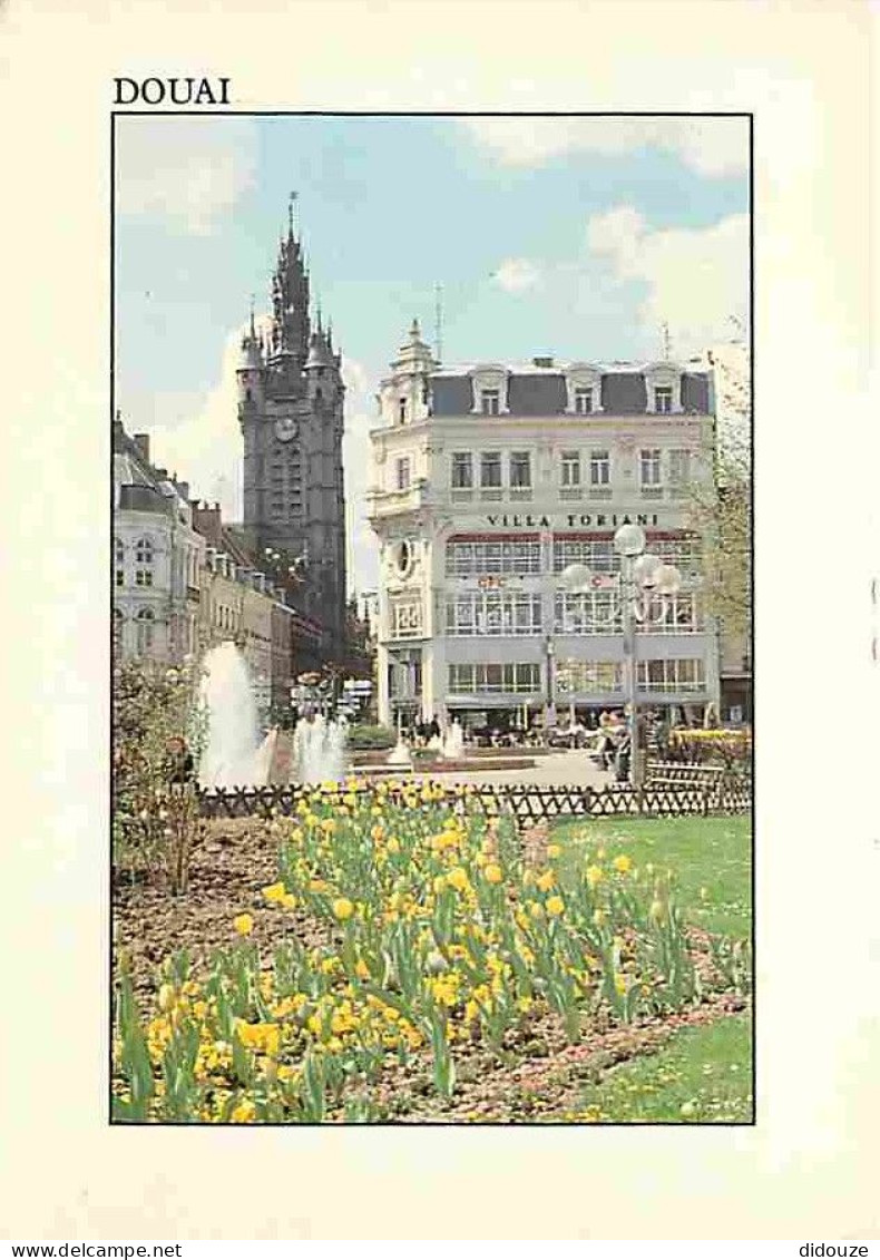 59 - Douai - La Place D'Armes - Le Beffroi - Fleurs - Flamme Postale - CPM - Voir Scans Recto-Verso - Douai