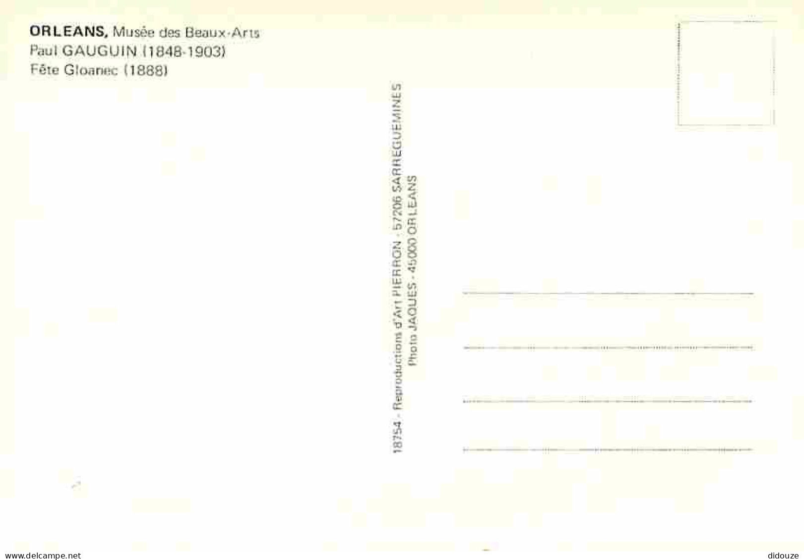 Art - Peinture - Paul Gauguin - Fete Gloanec - Musée De Orléans - Carte Neuve - CPM - Voir Scans Recto-Verso - Malerei & Gemälde