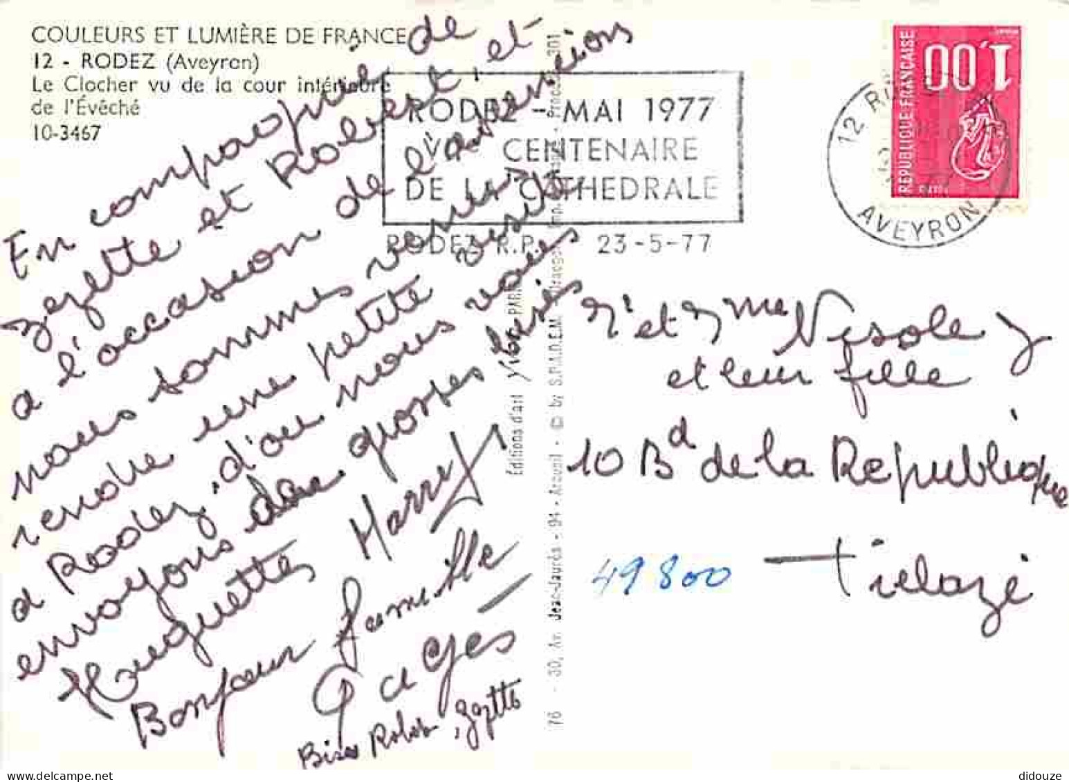 12 - Rodez - Le Clocher Vu De La Cour Intérieure De L'Évêché - Flamme Postale - CPM - Voir Scans Recto-Verso - Rodez