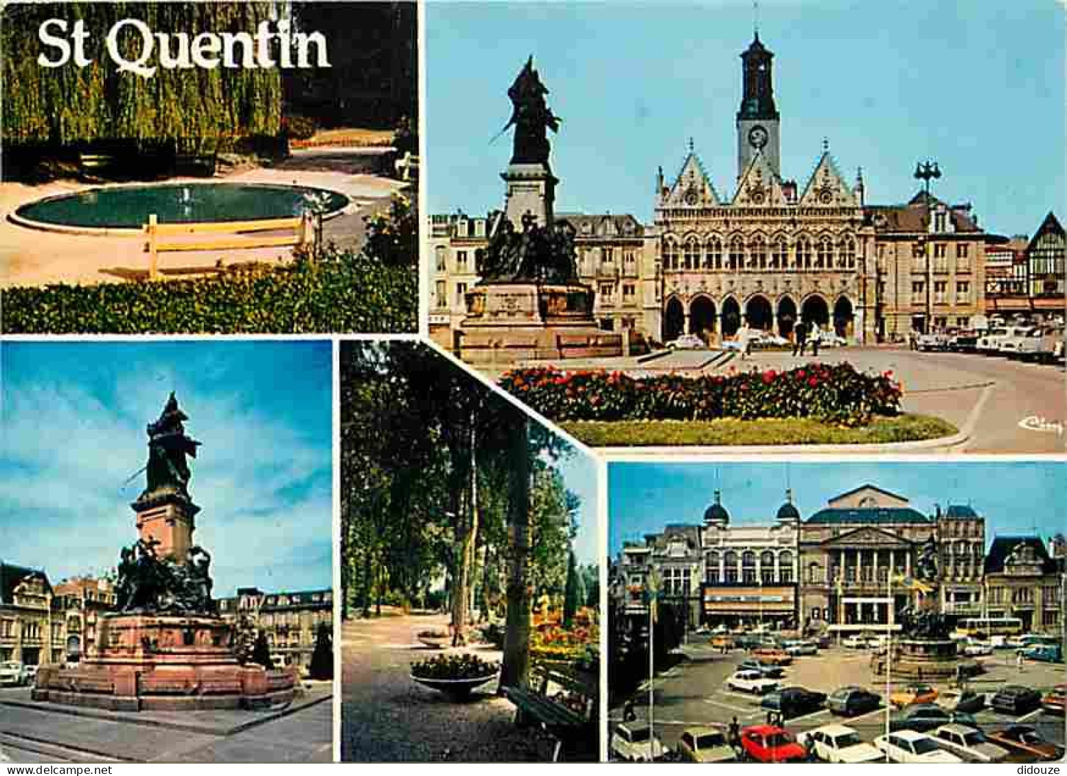 02 - Saint Quentin - Multivues - Automobiles - Flamme Postale - CPM - Voir Scans Recto-Verso  - Saint Quentin