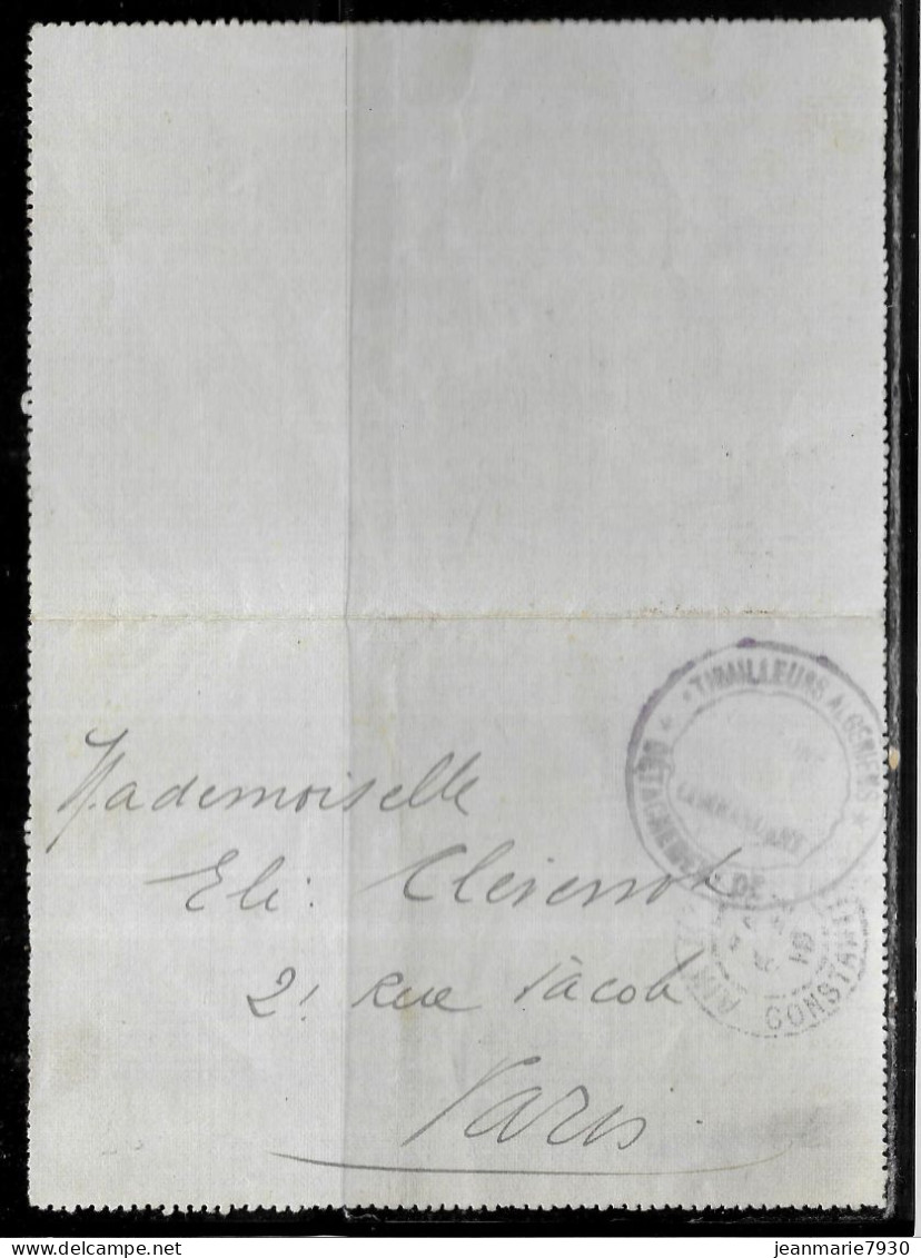 P276 - CARTE LETTRE DE CONSTANTINE - TIRAILLEURS ALGERIEN - Lettres & Documents