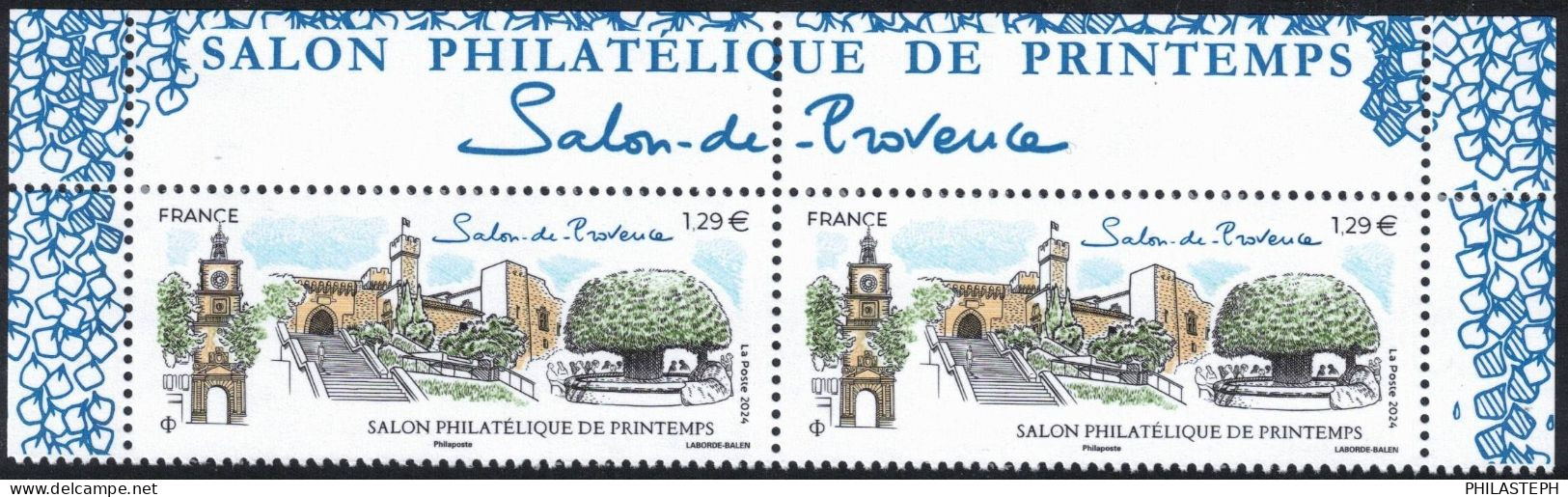 FRANCE 2024 - Salon De Printemps - Salon-de-Provence - Paire Haut De Feuille Avec Texte   Neuf ** - Unused Stamps