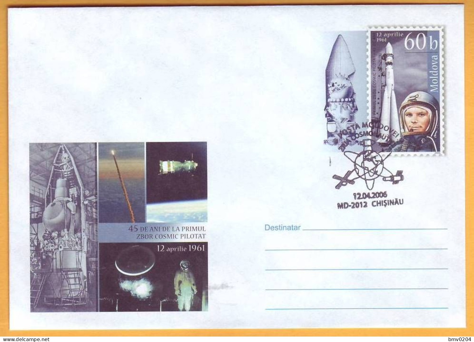 2006 Moldova Moldavie Moldau 45 Years Of  Yuri Gagarin. Space. Rocket.  Special Cancellations. "Space Day" - Europe