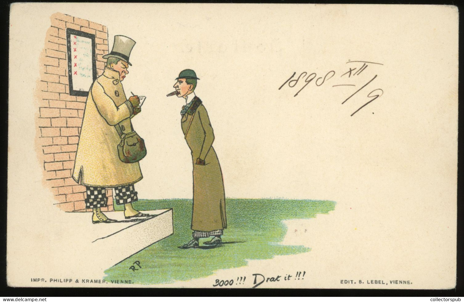 HUMOR  Vintage Litho Postcard 1898 Philipp & Kramer - Humour