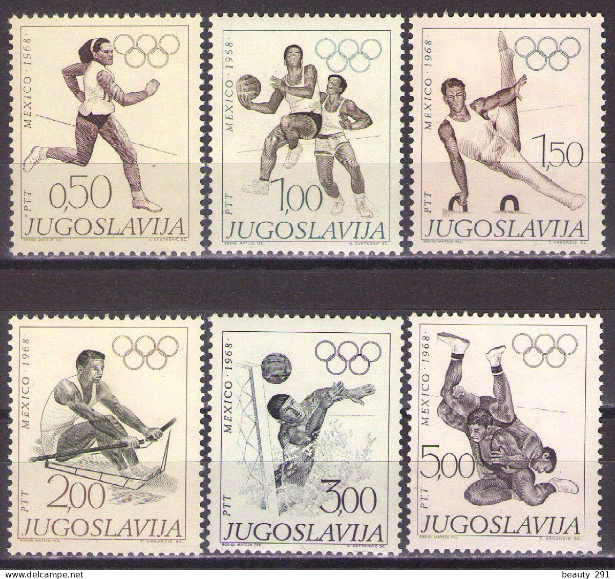 Yugoslavia 1968 - Olympic Games In Mexico - Mi 1290 -1295 - MNH**VF - Neufs