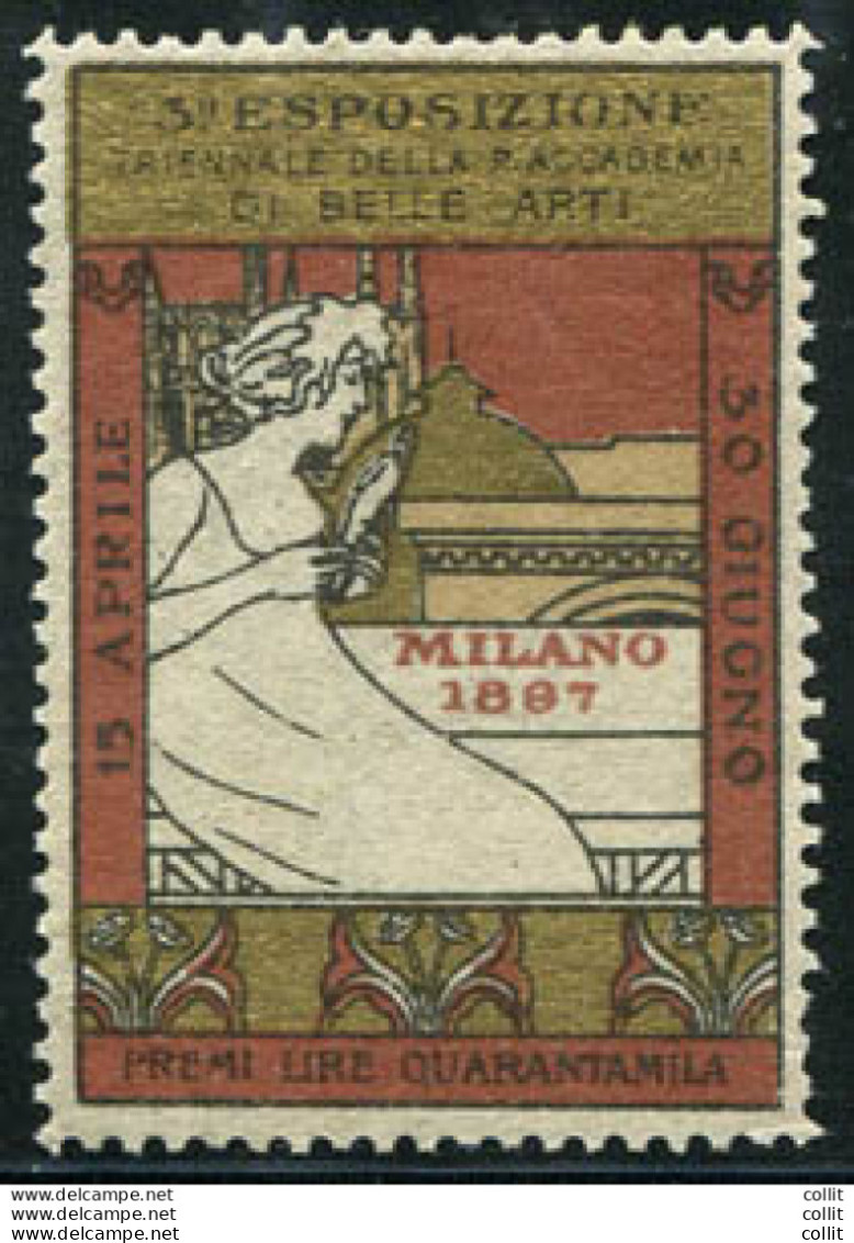 1897 Milano - Erinnofilo Per La 3° Esposiz. Accademia Belle Arti - Autres & Non Classés