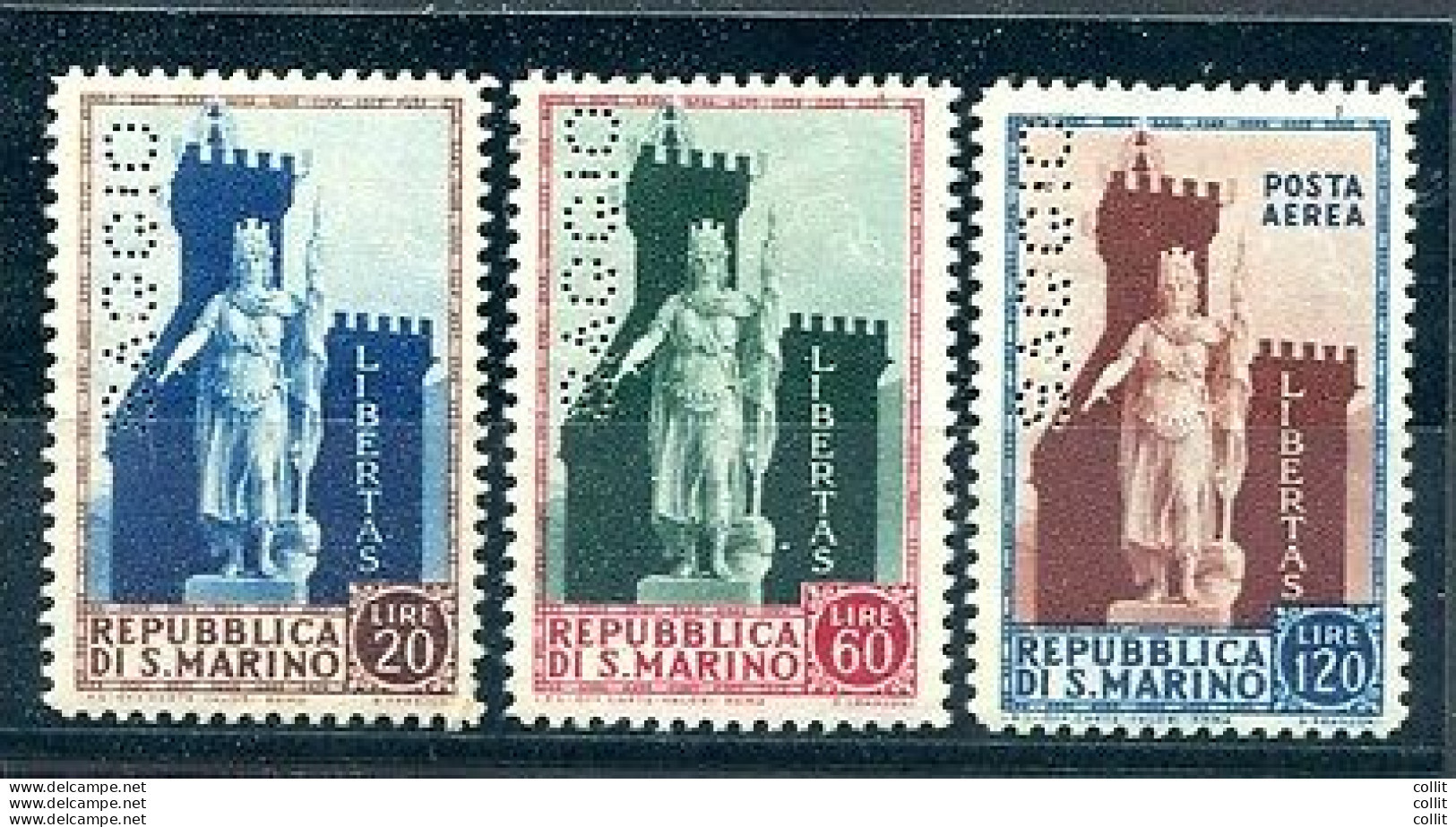 Statua Della Libertà Serie Di Tre Valori Con Perforazione Saggio - Unused Stamps