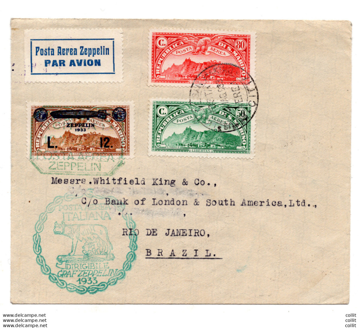Posta Aerea "Zeppelin" Lire 12 Su Aerogramma Per Rio De Janeiro - Unused Stamps