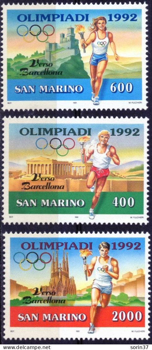 San Marino Serie Completa Año 1991 Yvert Nr. 1266/68  Nueva  J.O. Barcelona - Unused Stamps