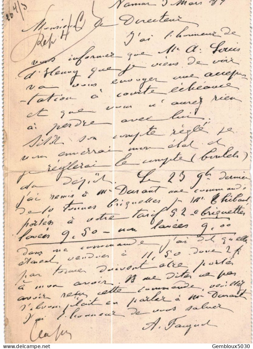 Carte-lettre N° 46 écrite De Namur Vers Gilly - Letter-Cards