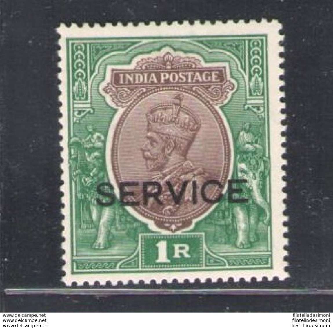 1926-31 India - Service - Stanley Gibbson N. O117 - Effige Di Giorgio V - 1 Rupia Chocolate And Green - MH* - Otros & Sin Clasificación