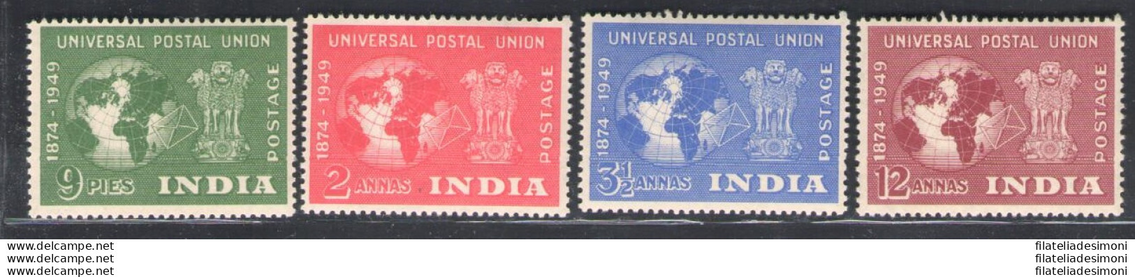 1949 India - 75 Anniversario UPU - Stanley Gibbson N. 325-28 - 4 Valori - MNH** - Sonstige & Ohne Zuordnung