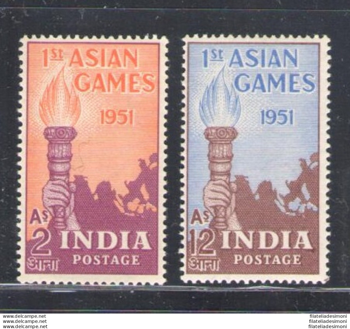1951 INDIA - Primi Giochi Asiatici, Stanley Gibbons N. 335-36, Serie Di 2valori, MNH ** - Autres & Non Classés