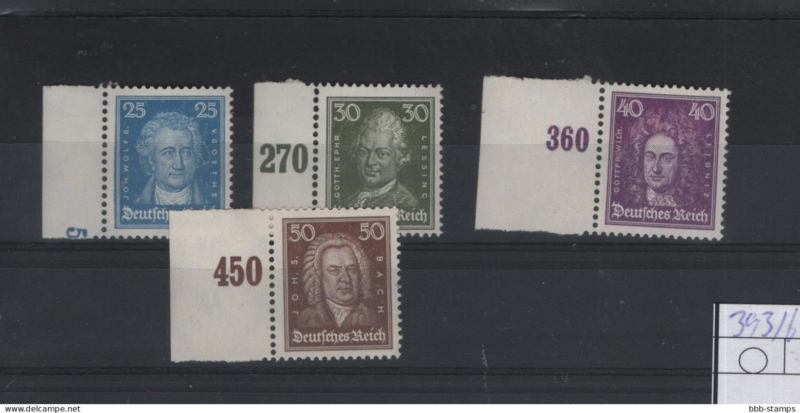 Deutsches Reich  Michel Kat.Nr.falz/* 393/396 - Unused Stamps