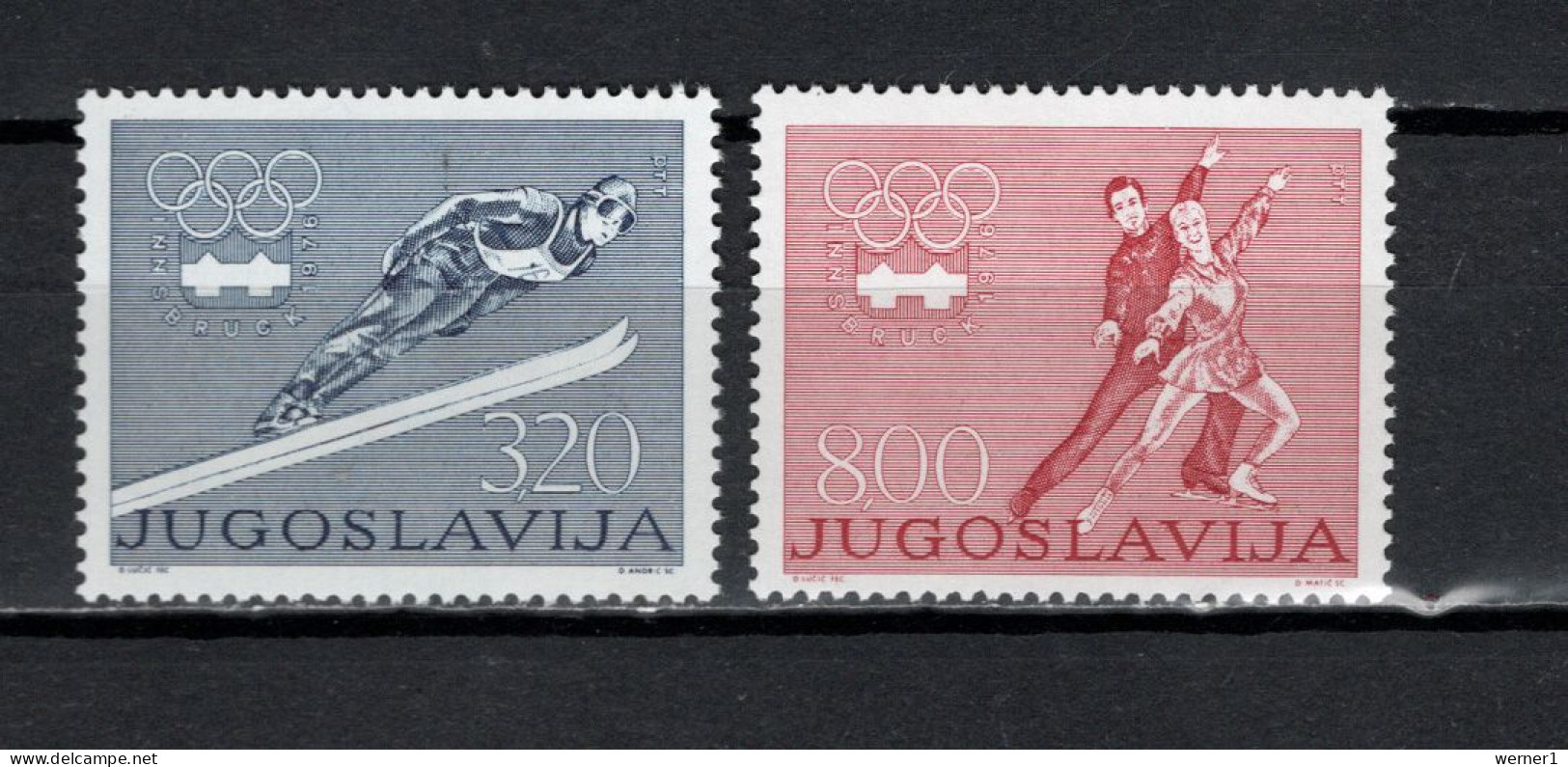 Yugoslavia 1976 Olympic Games Innsbruck Set Of 2 MNH - Hiver 1976: Innsbruck