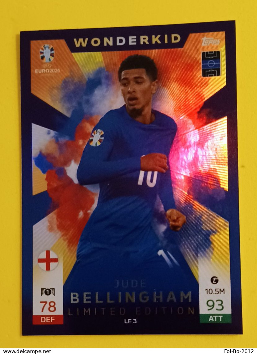 Jude Bellingham Limited Edition Wonderkid Uefa Euro 2024 Card  England Topps - Italian Edition