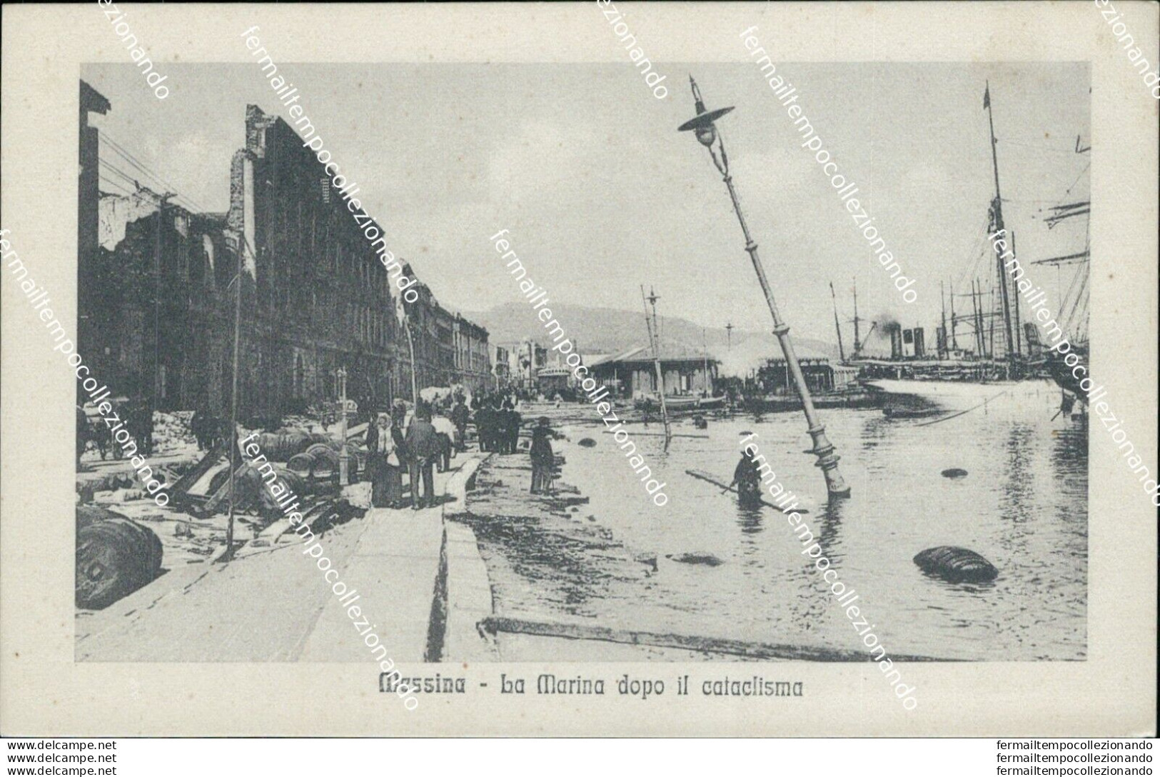 Bf314 Cartolina Messina Citta' La Marina Dopo Il Cataclisma - Messina