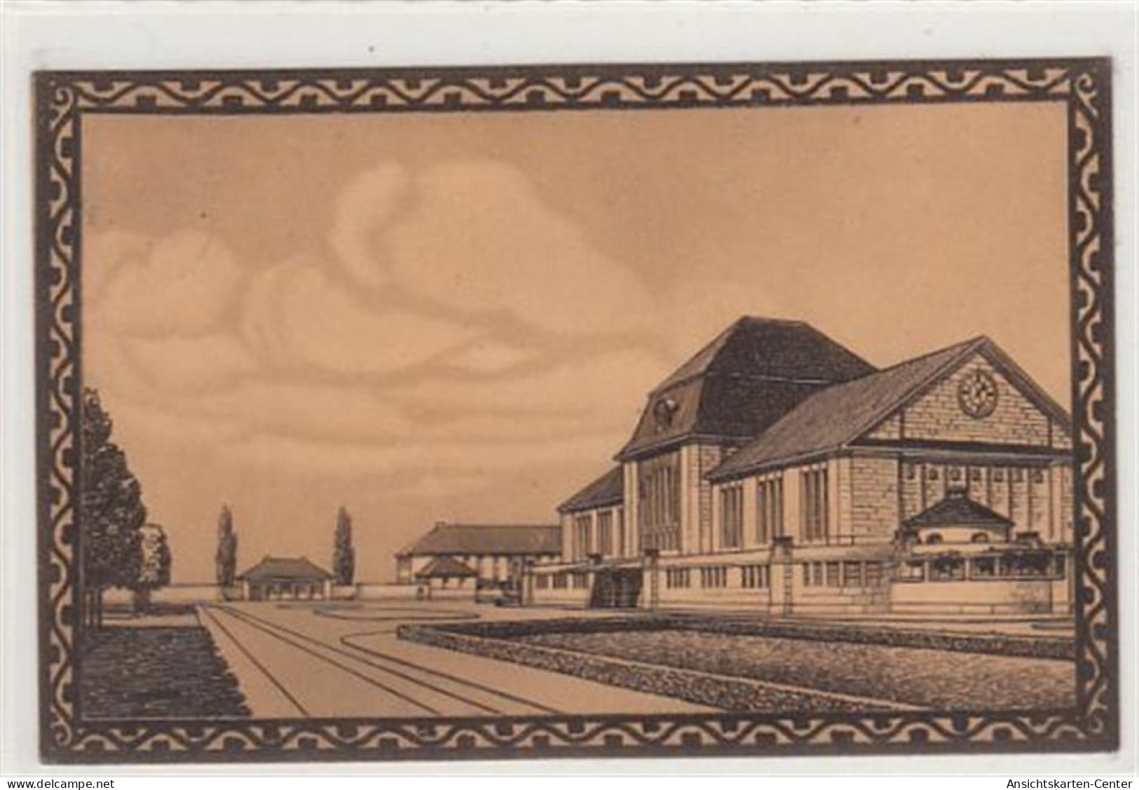 39089811 - Darmstadt Mit Jugendstilumrahmung. Hauptbahnhof Gelaufen, 1912. Gute Erhaltung. - Darmstadt