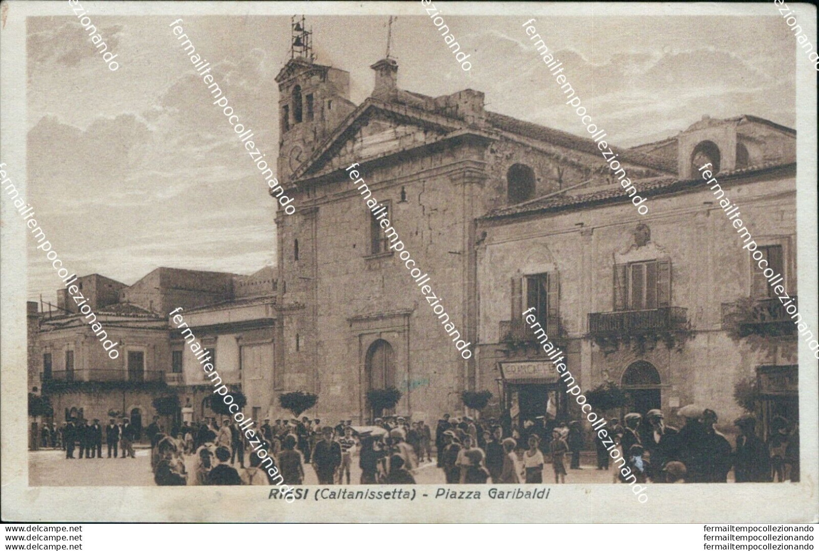 Bc45 Cartolina Riesi Piazza Garibaldi Caltanisetta Sicilia Bella!! - Caltanissetta