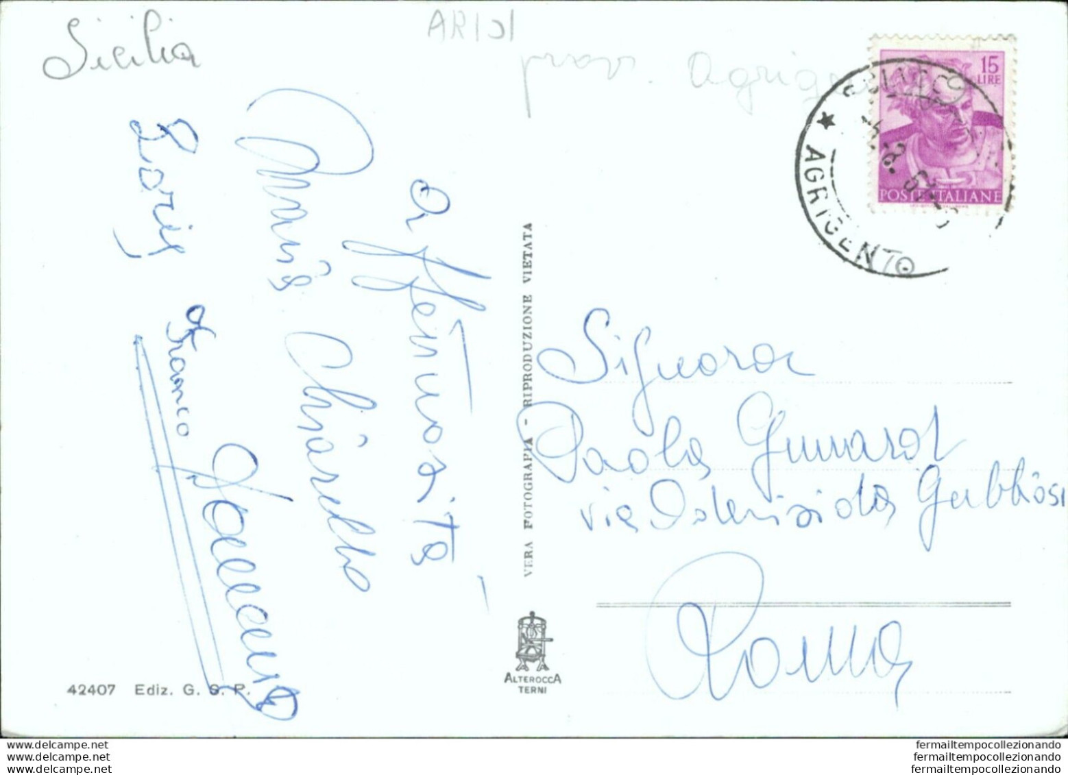 Ar101 Cartolina Saluti Da Sciacca Provincia Di Caltanisetta - Caltanissetta