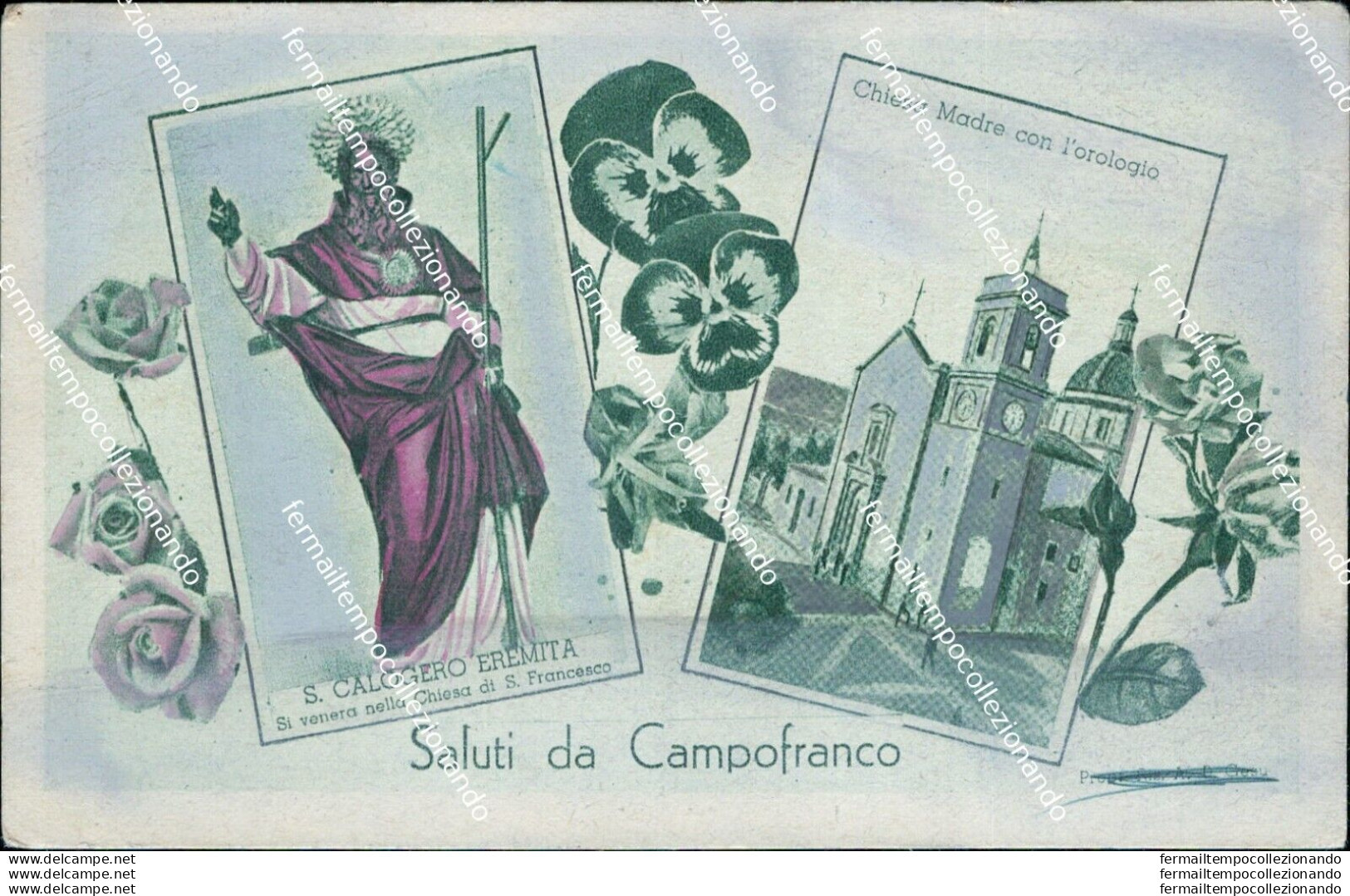 Bt113 Cartolina Saluti Da Campofranco 1941 Provincia  Di Caltanissetta Sicilia - Caltanissetta