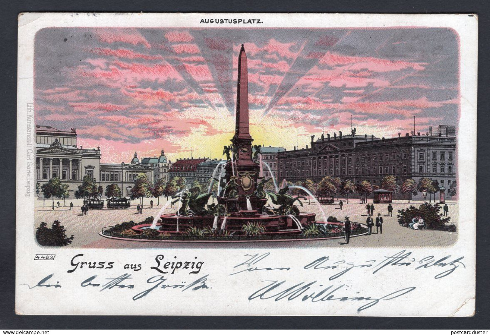 Germany 1898 LEIPZIG Augustusplatz. Old Postcard  (h2778) - Leipzig