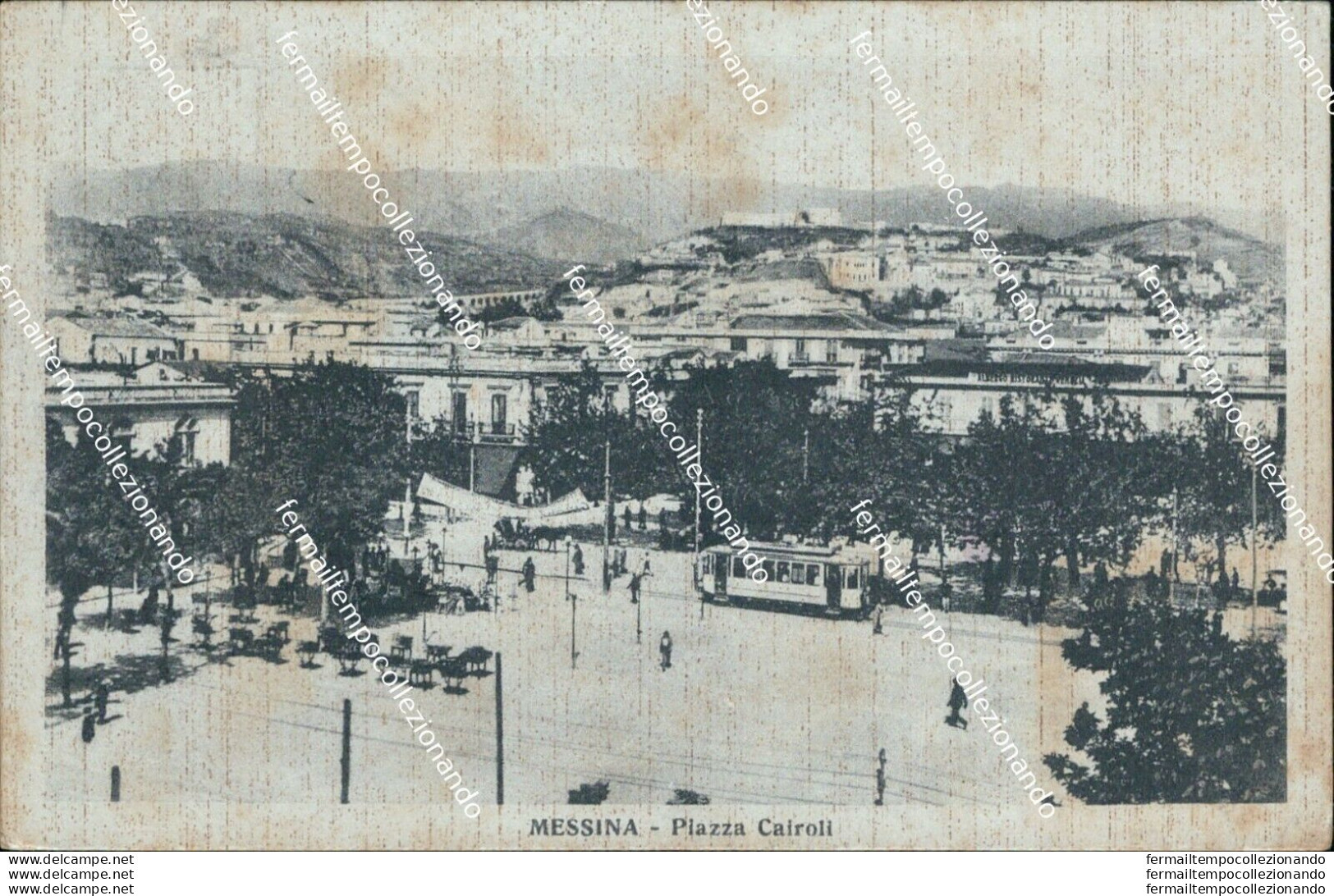 Bg461 Cartolina Messina Citta' Piazza Cairoli Tram 1927 - Messina