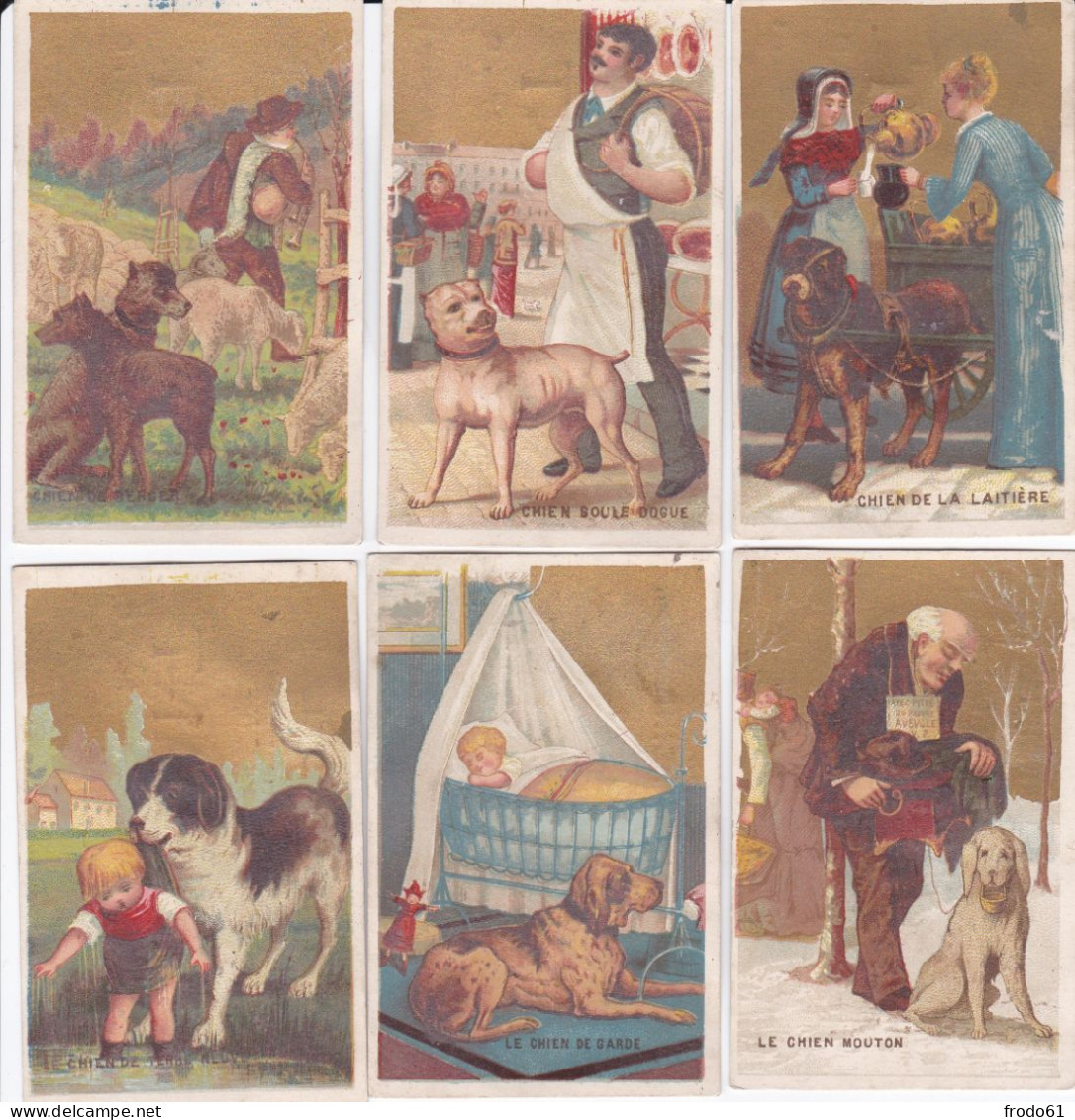 6 Oude Chromo's; Anno 1900,  A LA BELLE JARDINIERE, GAND, GENT, Honden, Chiens, Dogs, Hünde - Sonstige & Ohne Zuordnung