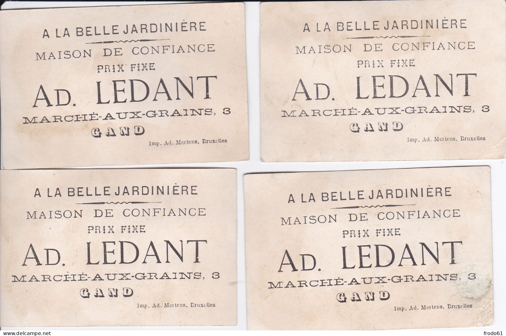 6 Oude Chromo's; Anno 1900,  A LA BELLE JARDINIERE, GAND, GENT, Honden, Chiens, Dogs, Hünde - Autres & Non Classés