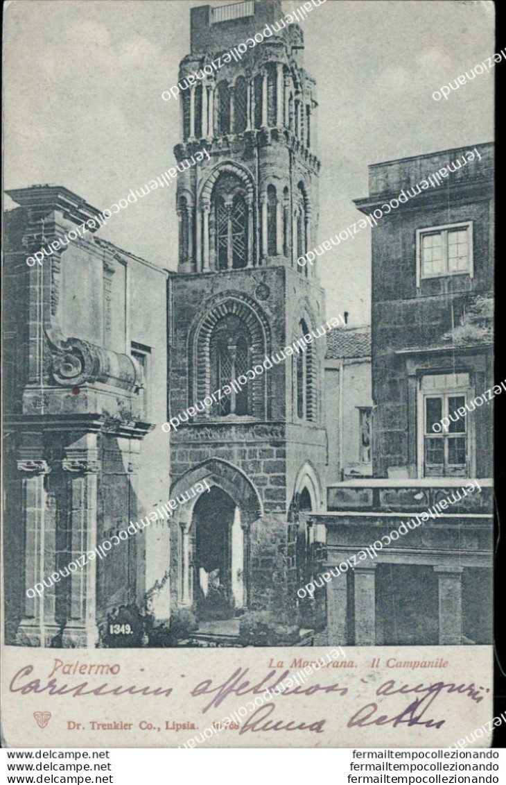 Z623 Cartolina Palermo Citta' La Martorana Il Campanile 1903 - Messina