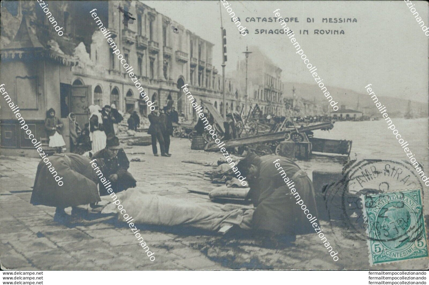 Z627 Cartolina La Catastrofe Di Messina La Spiaggia In Rovina - Messina