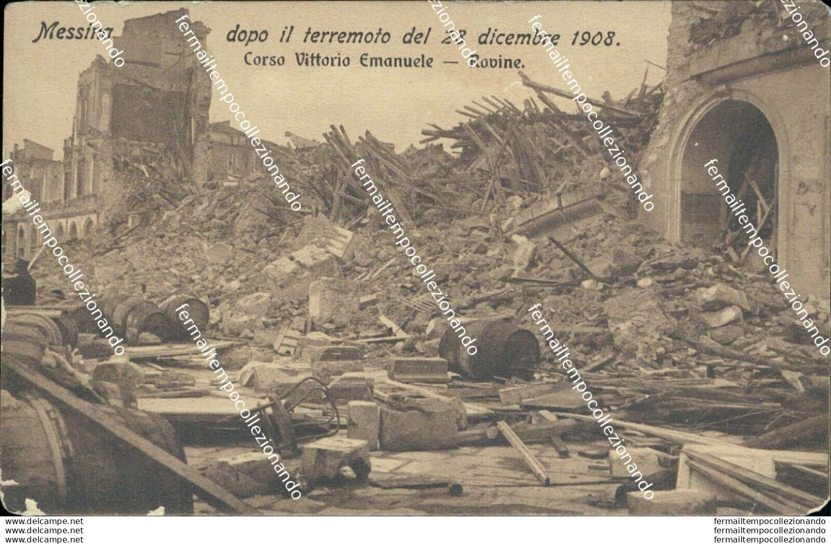 Z654 Cartolina Messina Citta' Dopo Il Terremoto Del 28 Dicembre 1908 - Messina