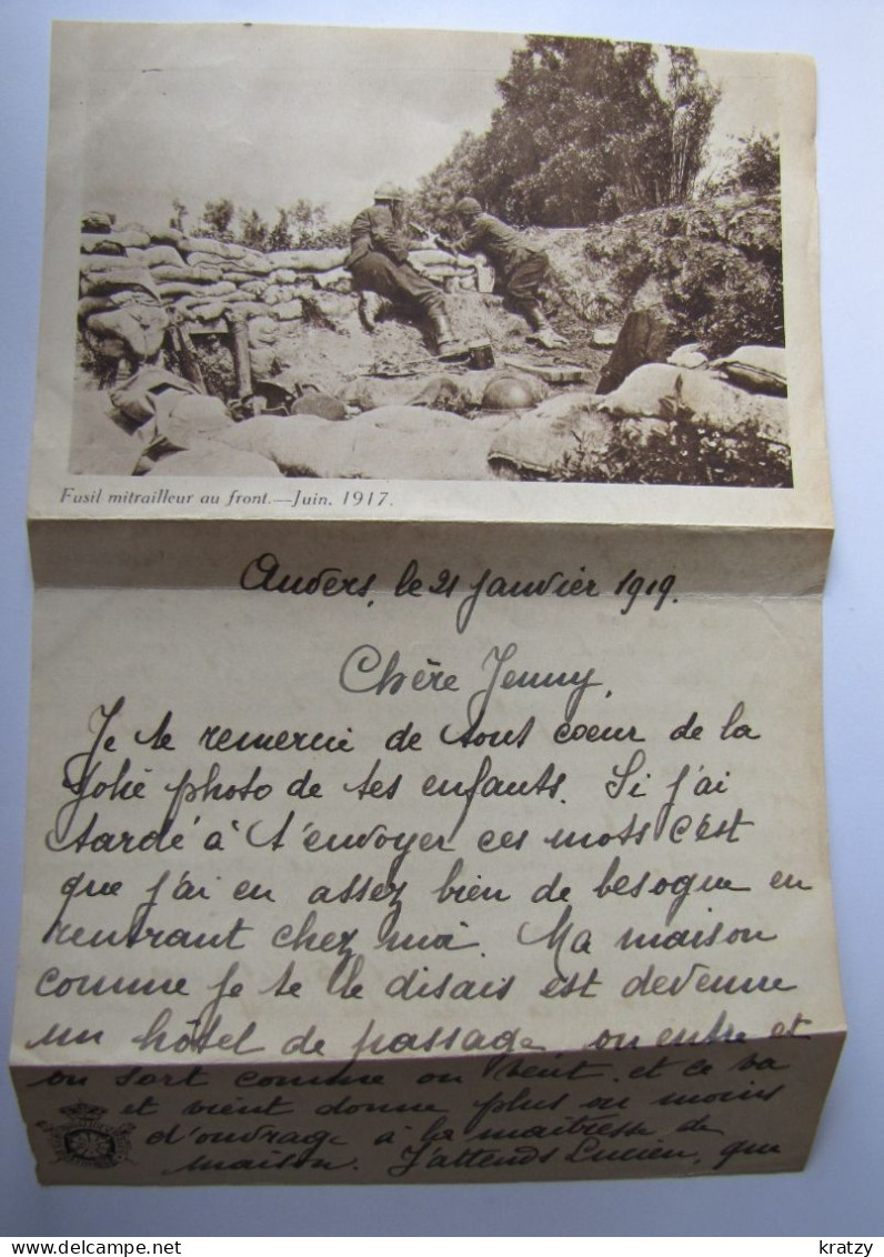 BELGIQUE - Carte Lettre - Fusil Mitrailleur Au Front - Juin 1917 - Sonstige & Ohne Zuordnung