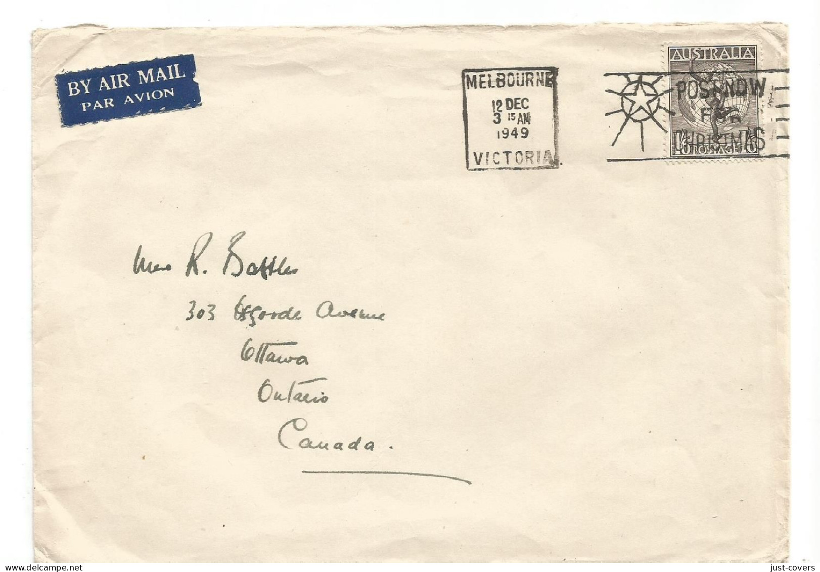 Melbourne Victoriqa Aistralia Dec 12 1949 With Post Now For Christmas Slogan ...............box9 - Covers & Documents