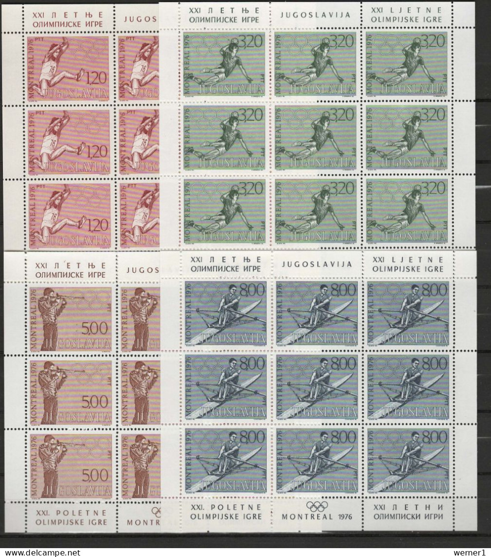 Yugoslavia 1976 Olympic Games Montreal, Athetlics, Handball, Shooting, Rowing Set Of 4 Sheetlets MNH - Ete 1976: Montréal