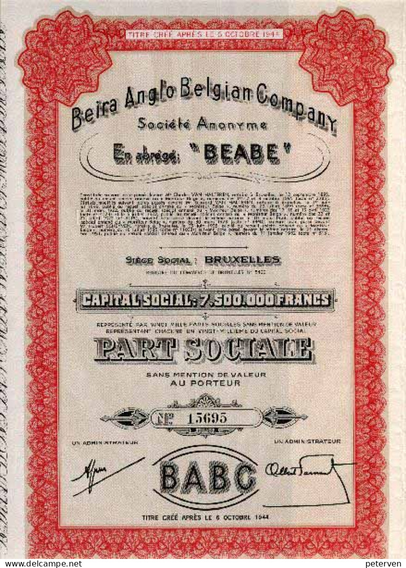 BEIRA ANGLO BELGIAN COMPANY - BEABE - Africa