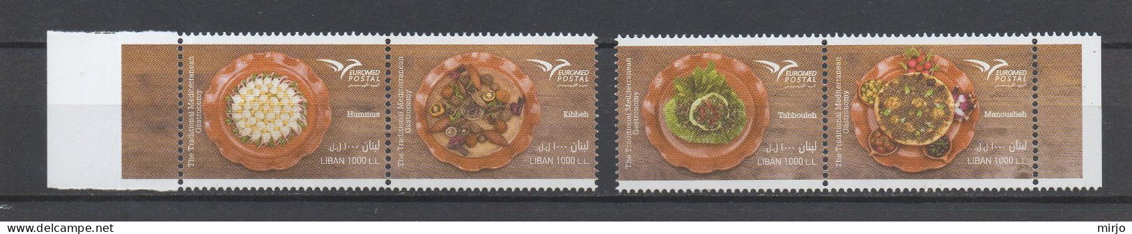 Lebanon 2020 Euromed Mediterranean Gastronomy Complete Set MNH Stamps Liban Libanon - Libanon