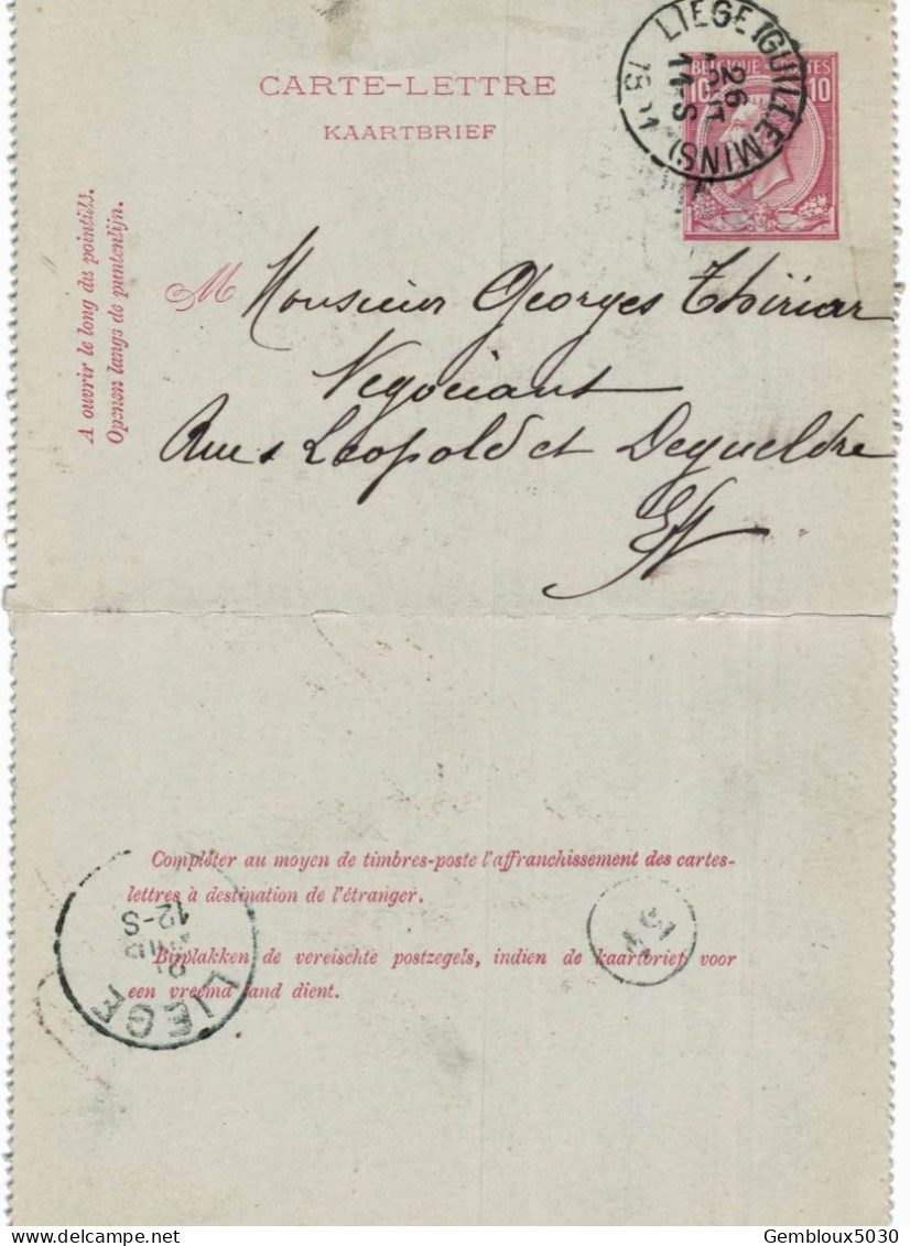 Carte-lettre N° 46 écrite De Liège Vers Liège - Kartenbriefe