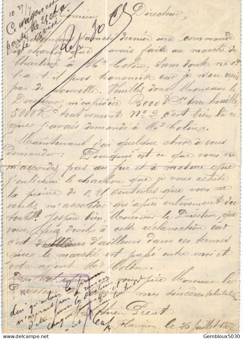 Carte-lettre N° 46 écrite De Anthée Vers Gilly - Cartas-Letras