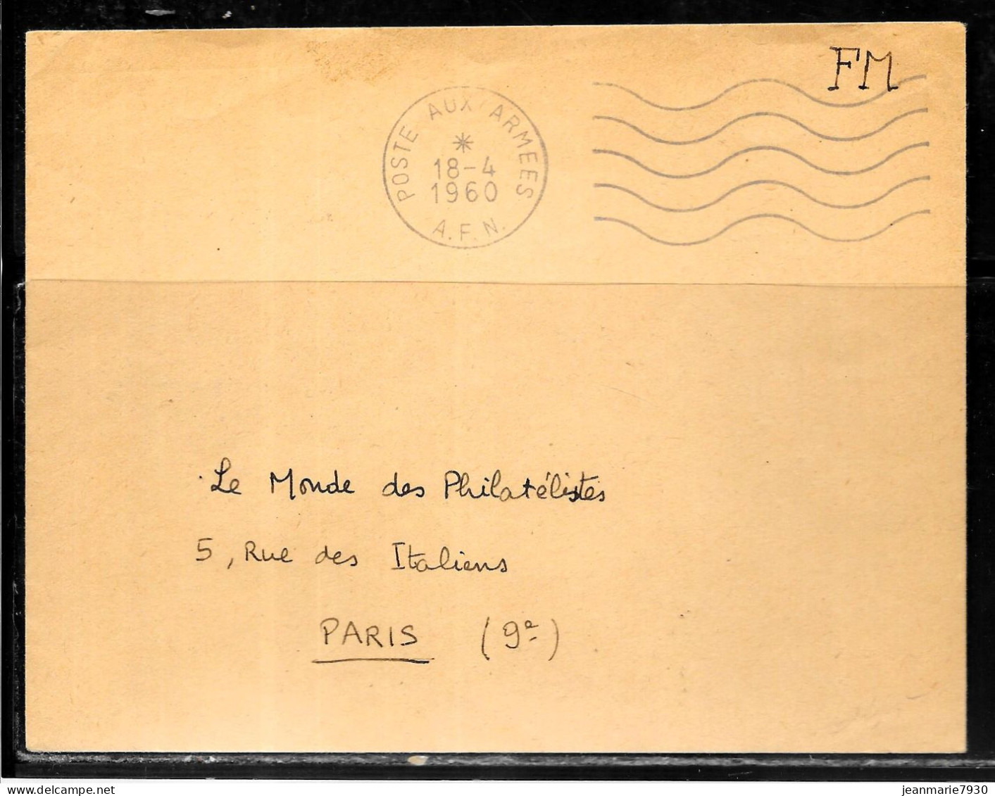P273 - LETTRE EN FRANCHISE POSTE AUX ARMEES A.F.N. DU 18/04/60 - Lettres & Documents